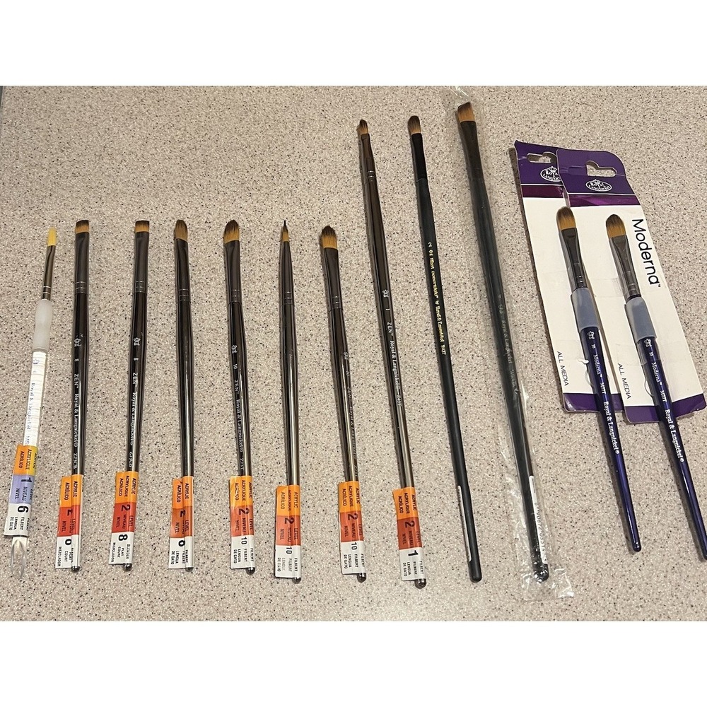 Royal & Langnickel 12 Zen Z93 Series Brushes Long &‎ Short Multiple Sizes New